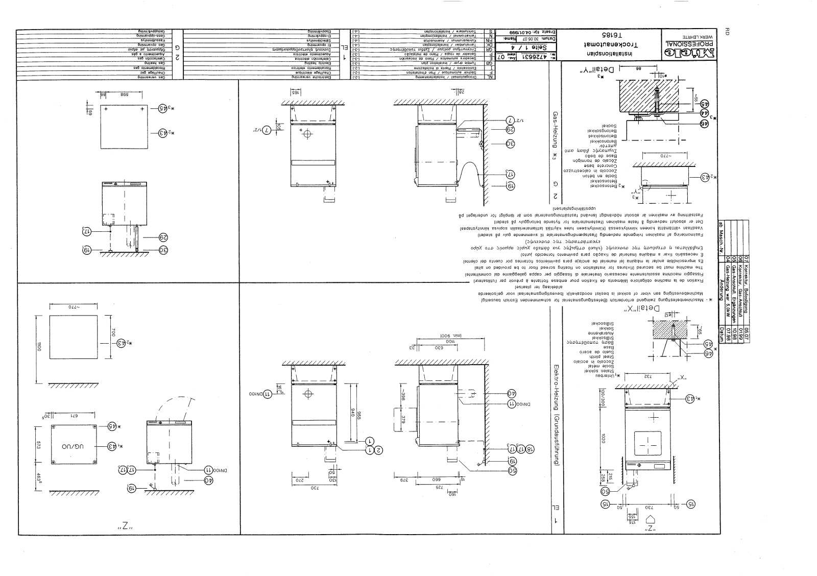 Miele T 6185 Installation plan