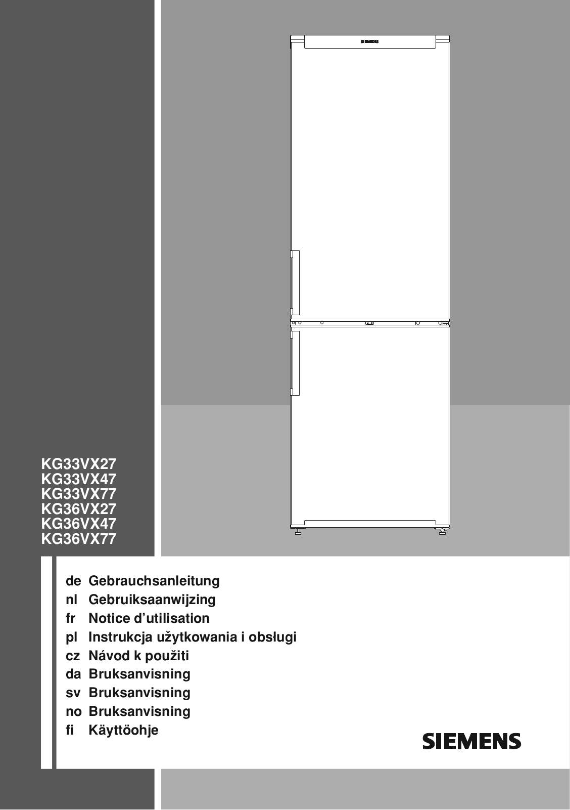 SIEMENS KG36VX27 User Manual