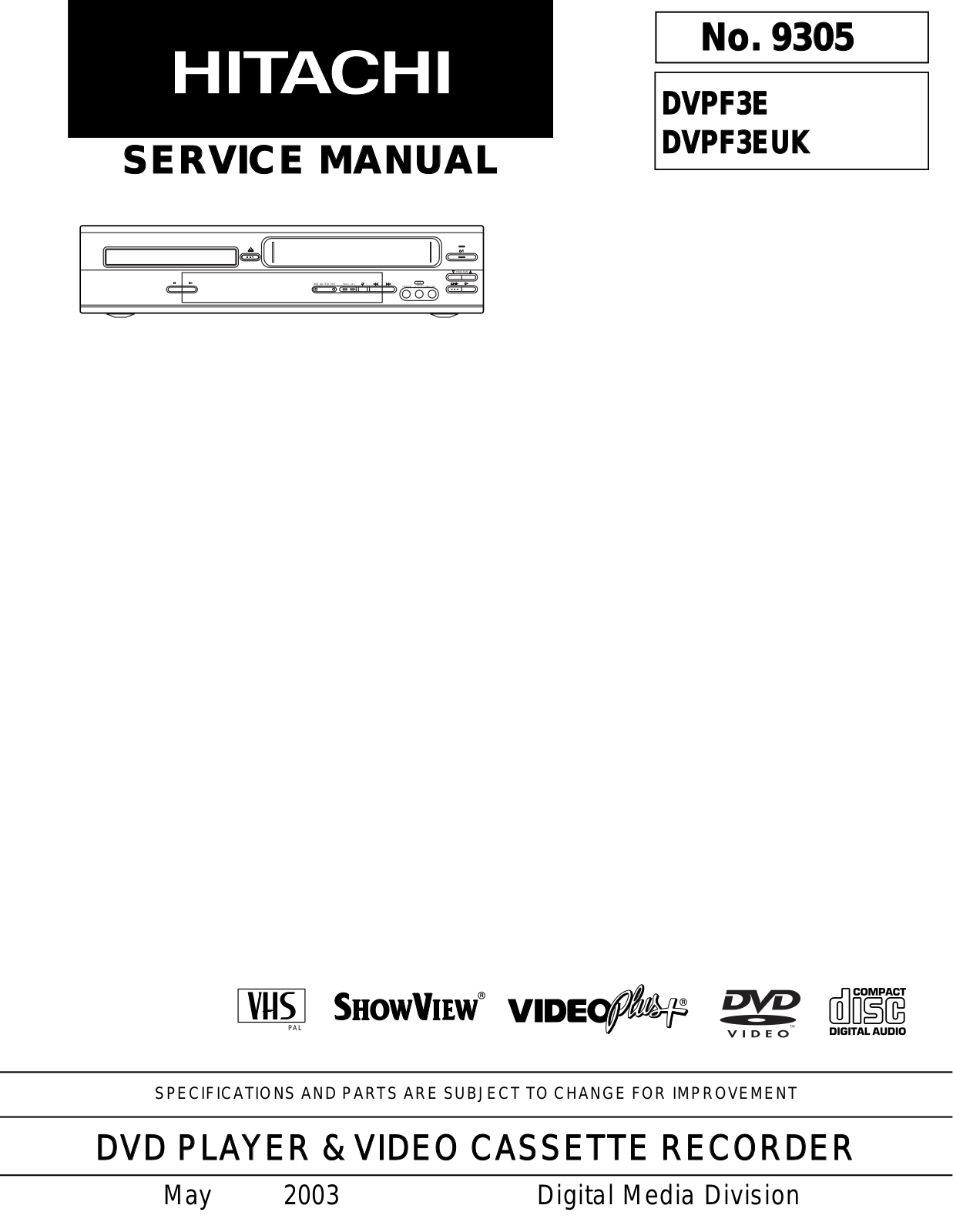 Hitachi DV-PF3E, DV-PF3EUK Service Manual