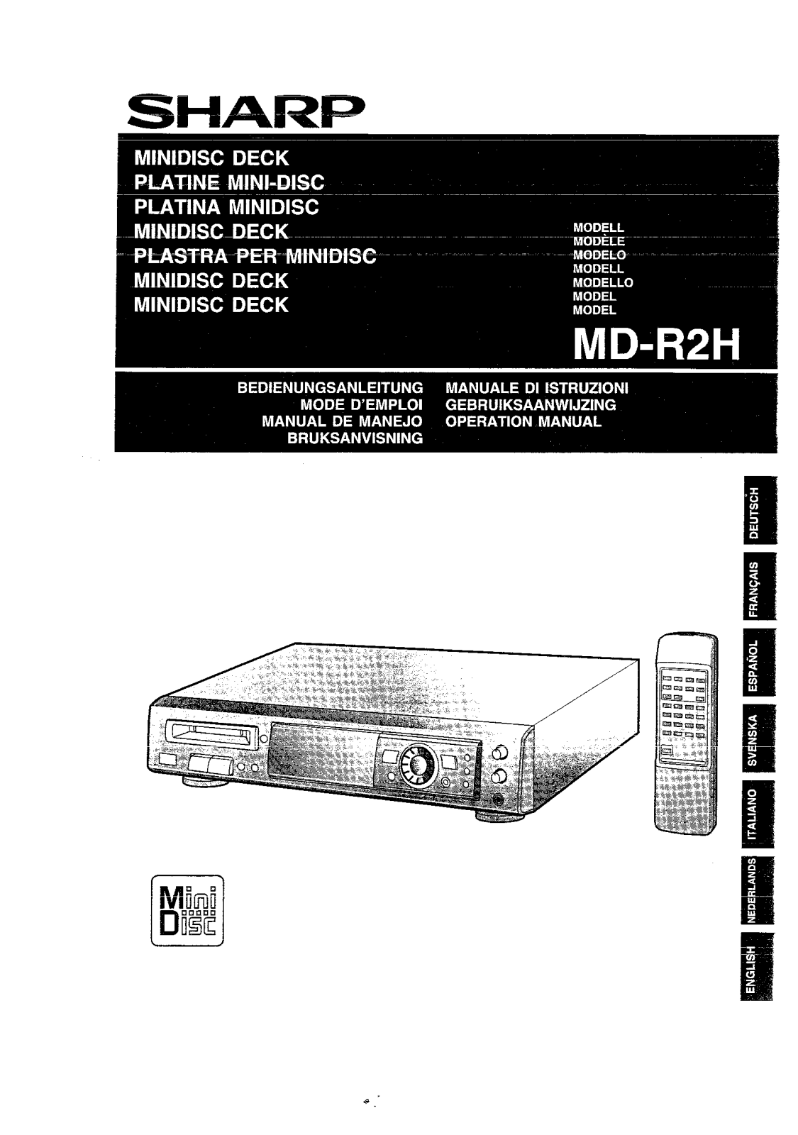 Sharp MD-R2H OPERATION MANUAL