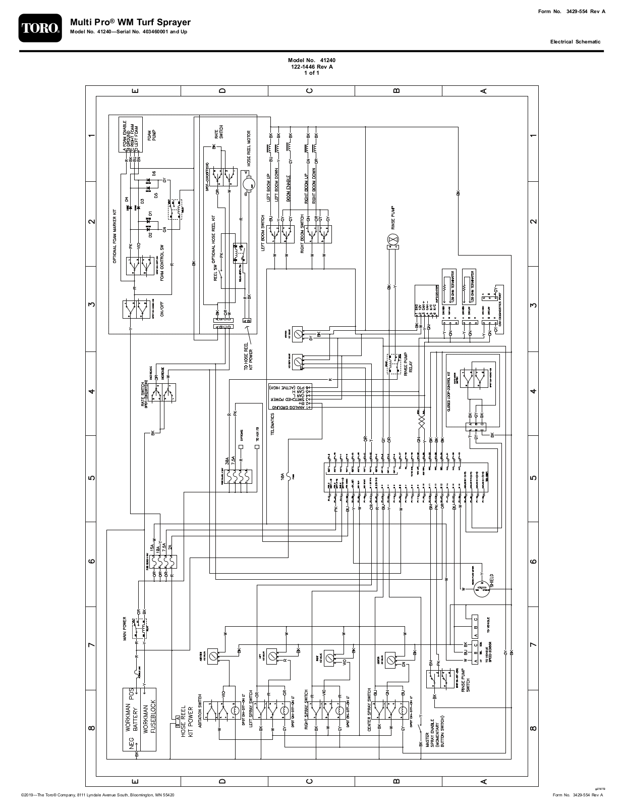 Toro 41240 Schematic Drawing - Electrical