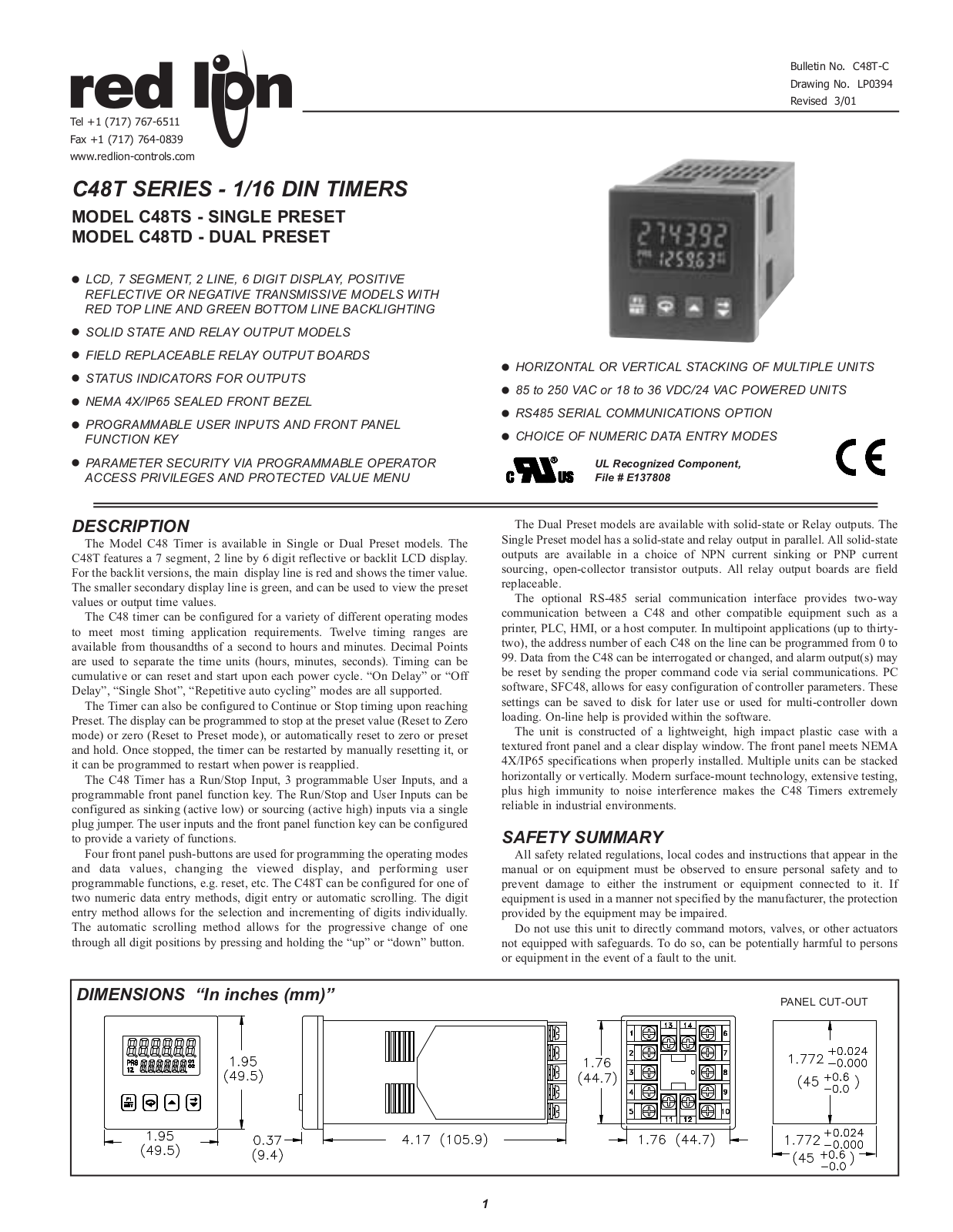 Red Lion C48T User Manual