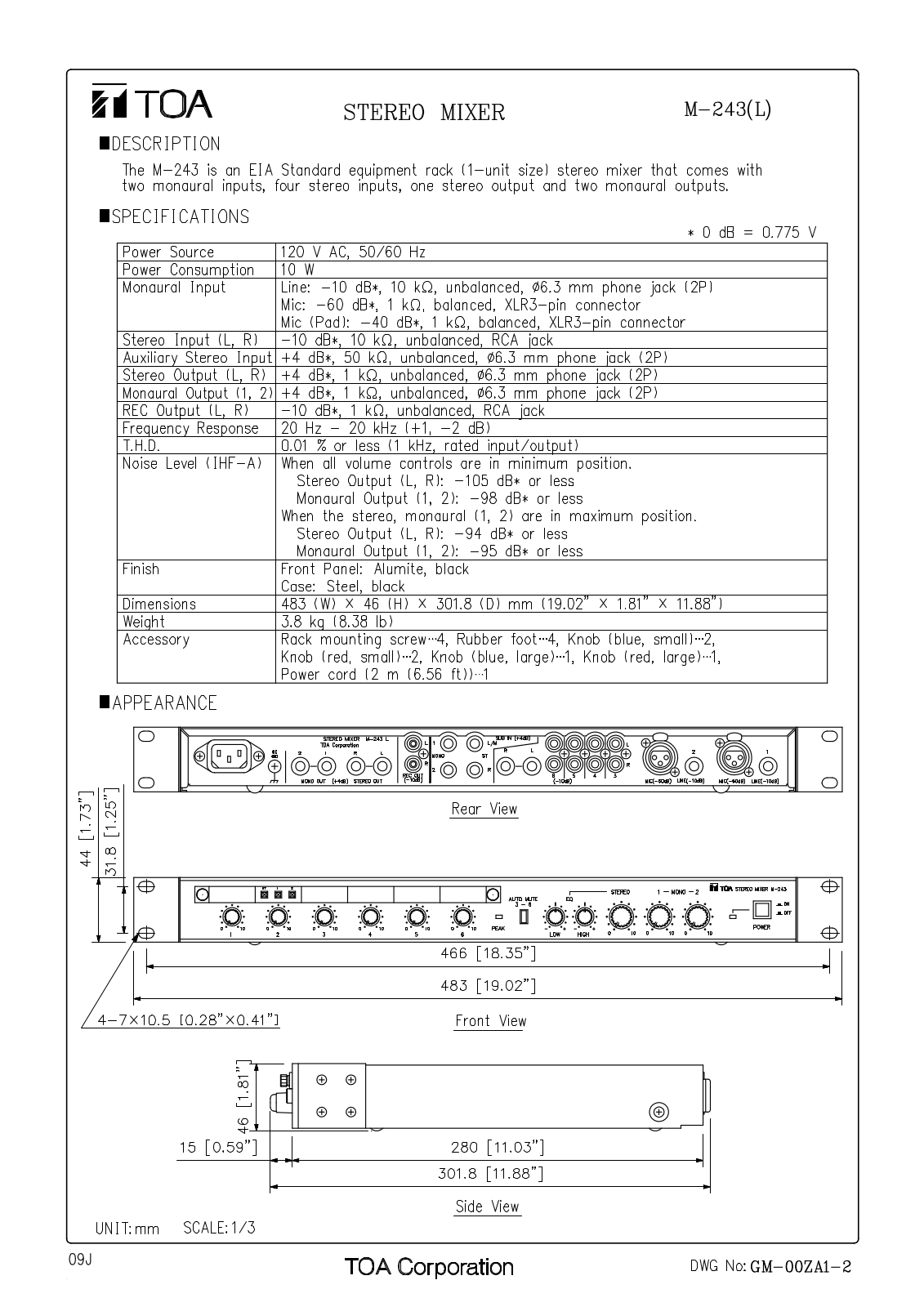 TOA M-243 L User Manual