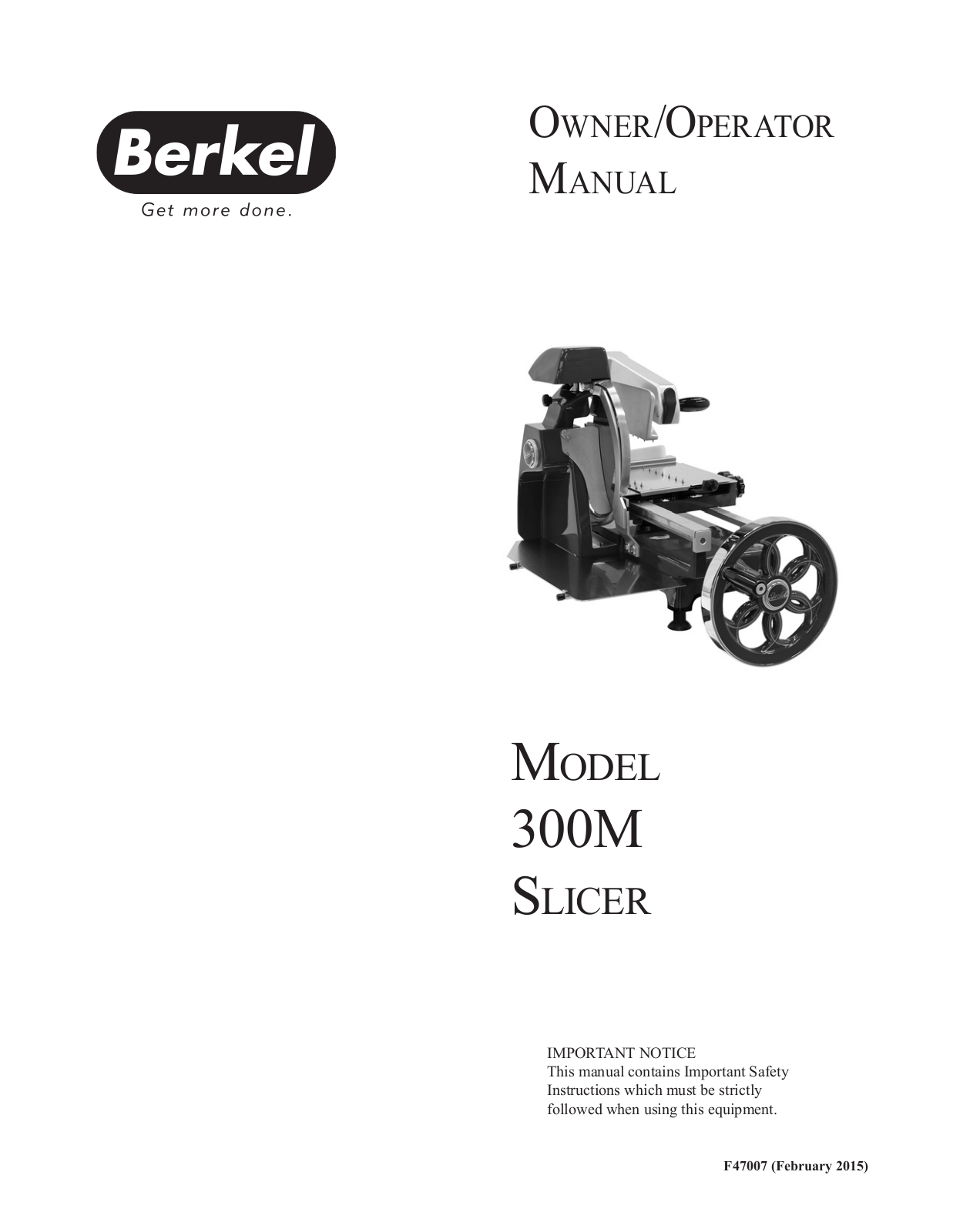 Berkel 300M Installation  Manual