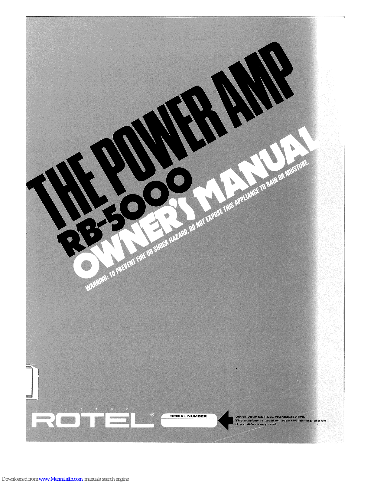 Rotel The Power Amp RB-5000, RB-5000 Owner's Manual