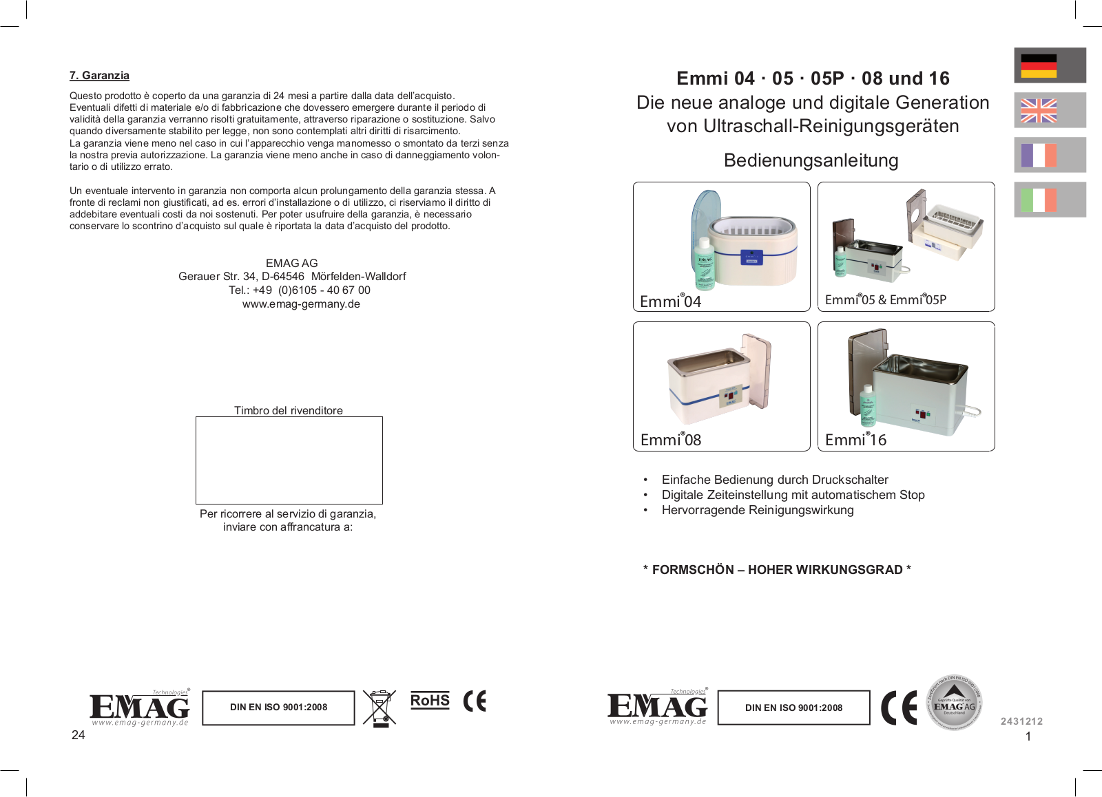 Emag Emmi 04, Emmi 05, Emmi 05P, Emmi 08, Emmi 16 User manual