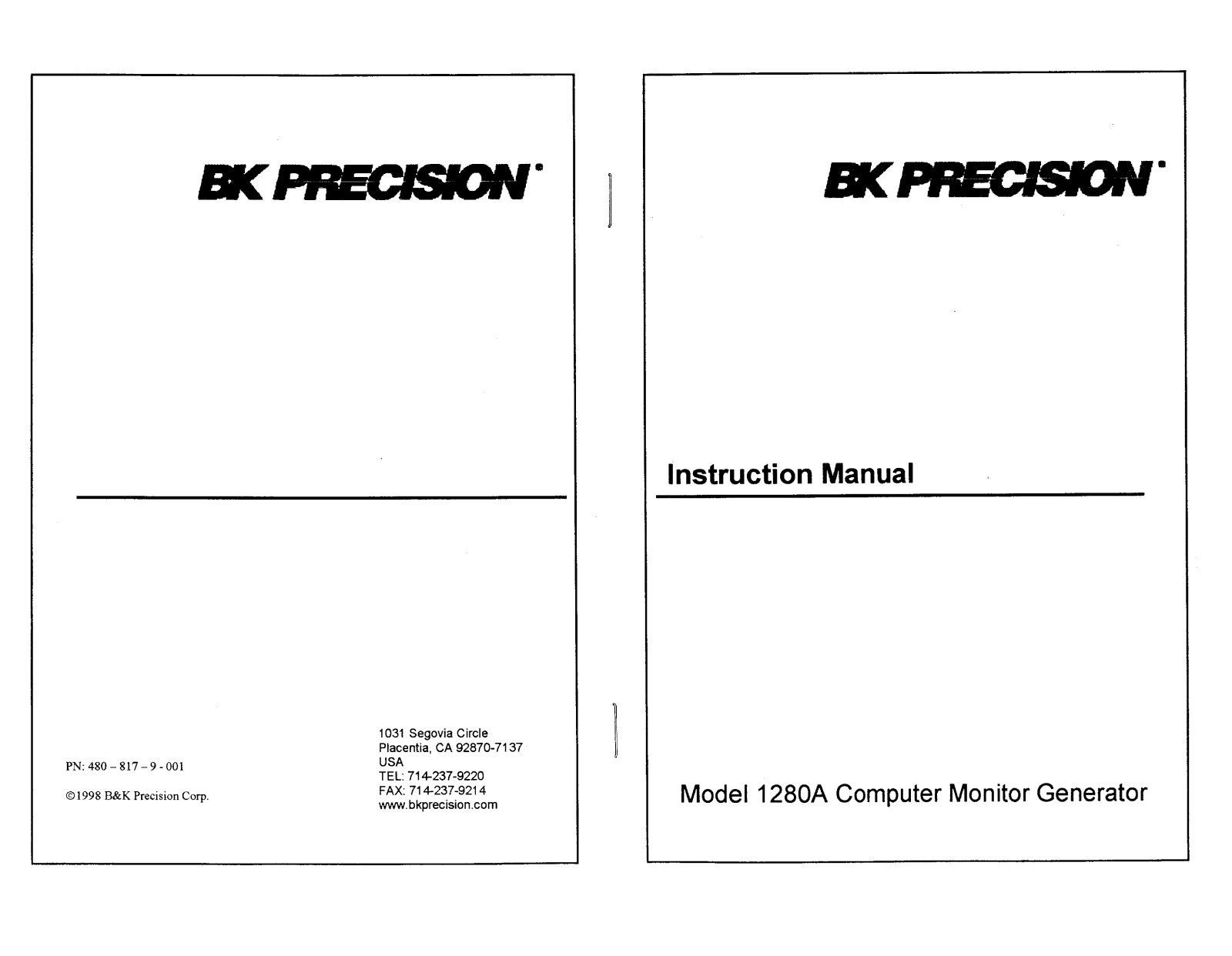 BK Precision 1280A User Manual