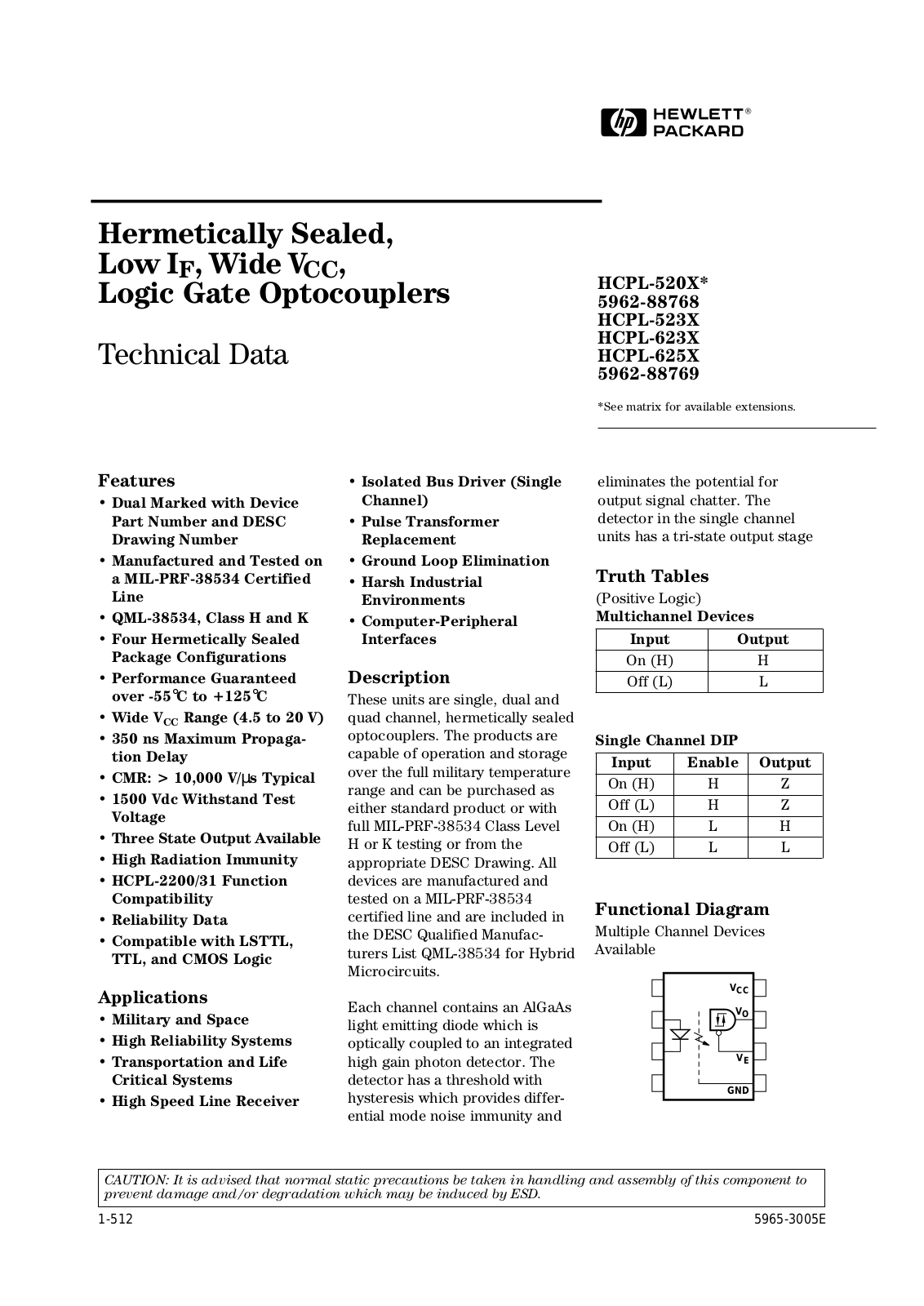 HP HCPL-6230, HCPL-6251, HCPL-6250, HCPL-623K, HCPL-6231 Datasheet