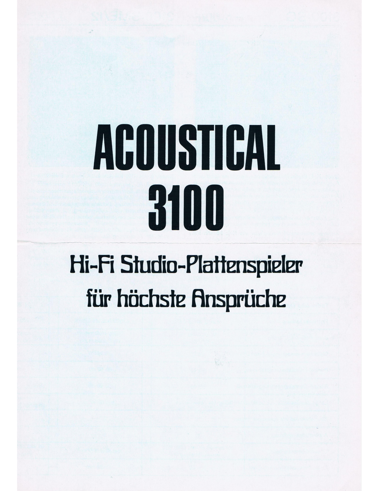 Acoustical 3100-SG, 3100-SME/12, 3100-L, 3100-AB Prospekt - ManualMachine.com