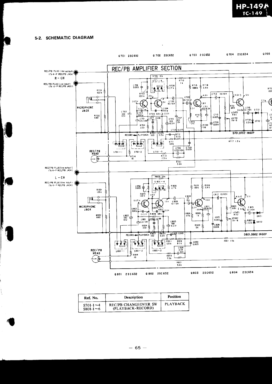 Sony TC-149, HP-149-A Schematic