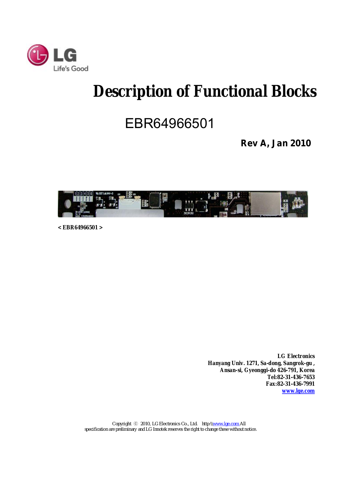 LG EBR64966501 User Manual