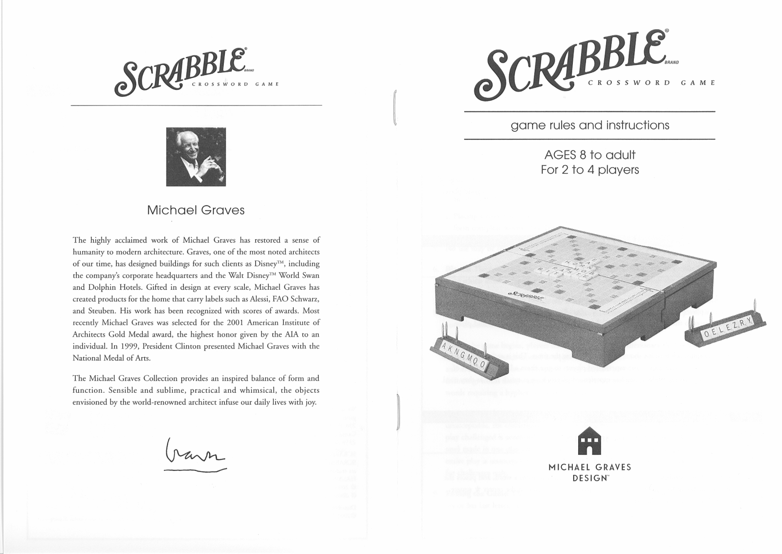 HASBRO Scrabble Michael Graves User Manual