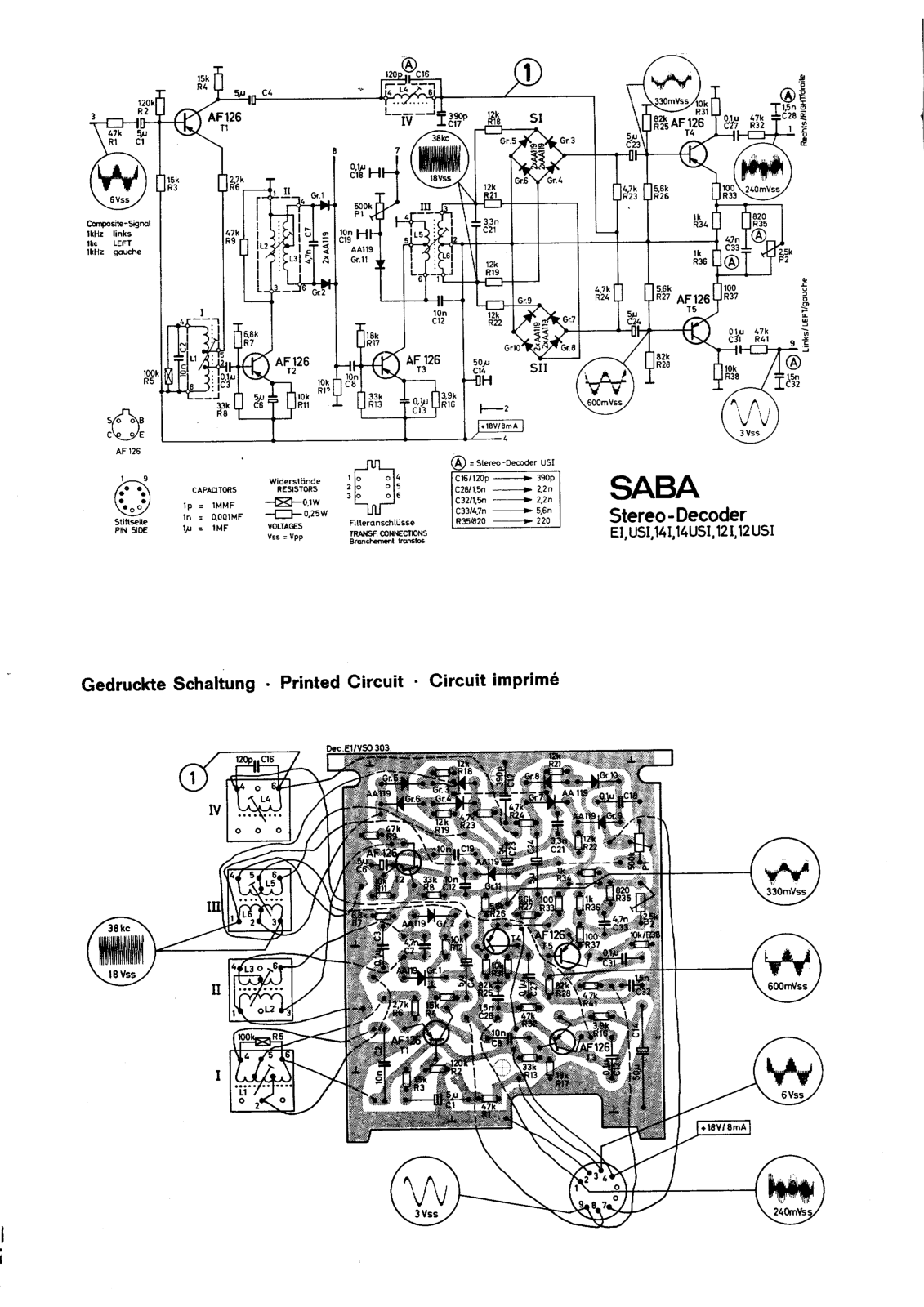 Saba EI, USI, 14USI, 12I, 12USI Schematic