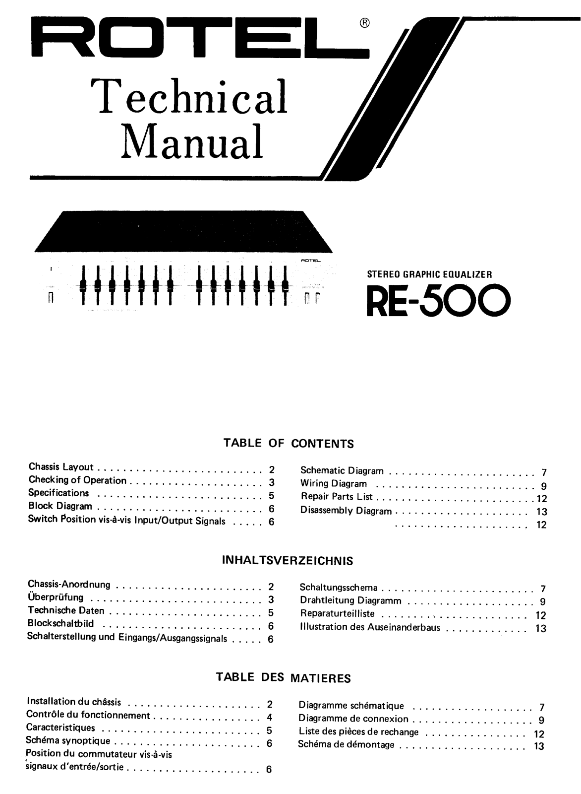 Rotel RE-500 Service manual