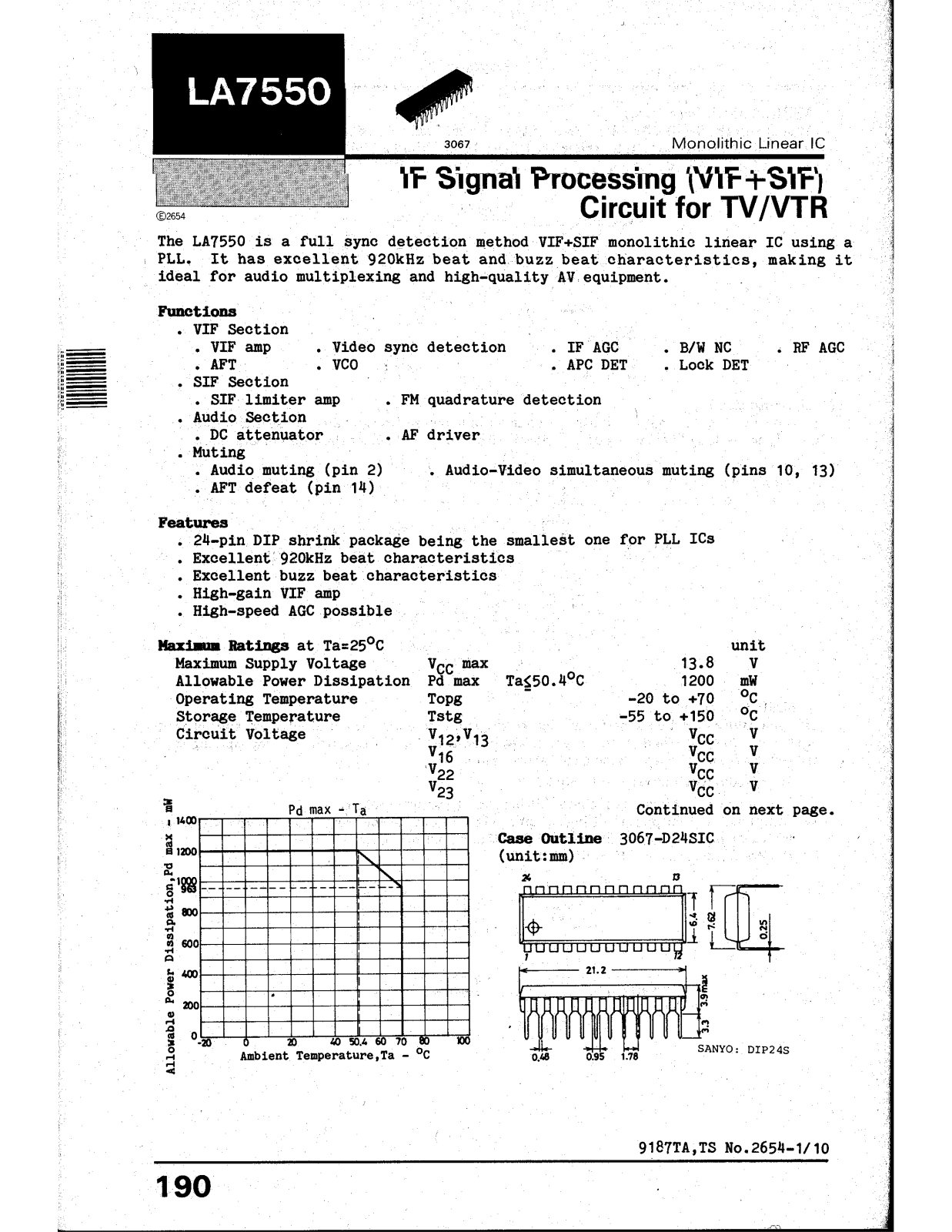 SANYO LA7550 Datasheet