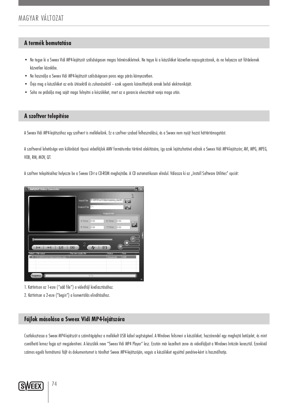 Sweex MP461 QUICK START GUIDE