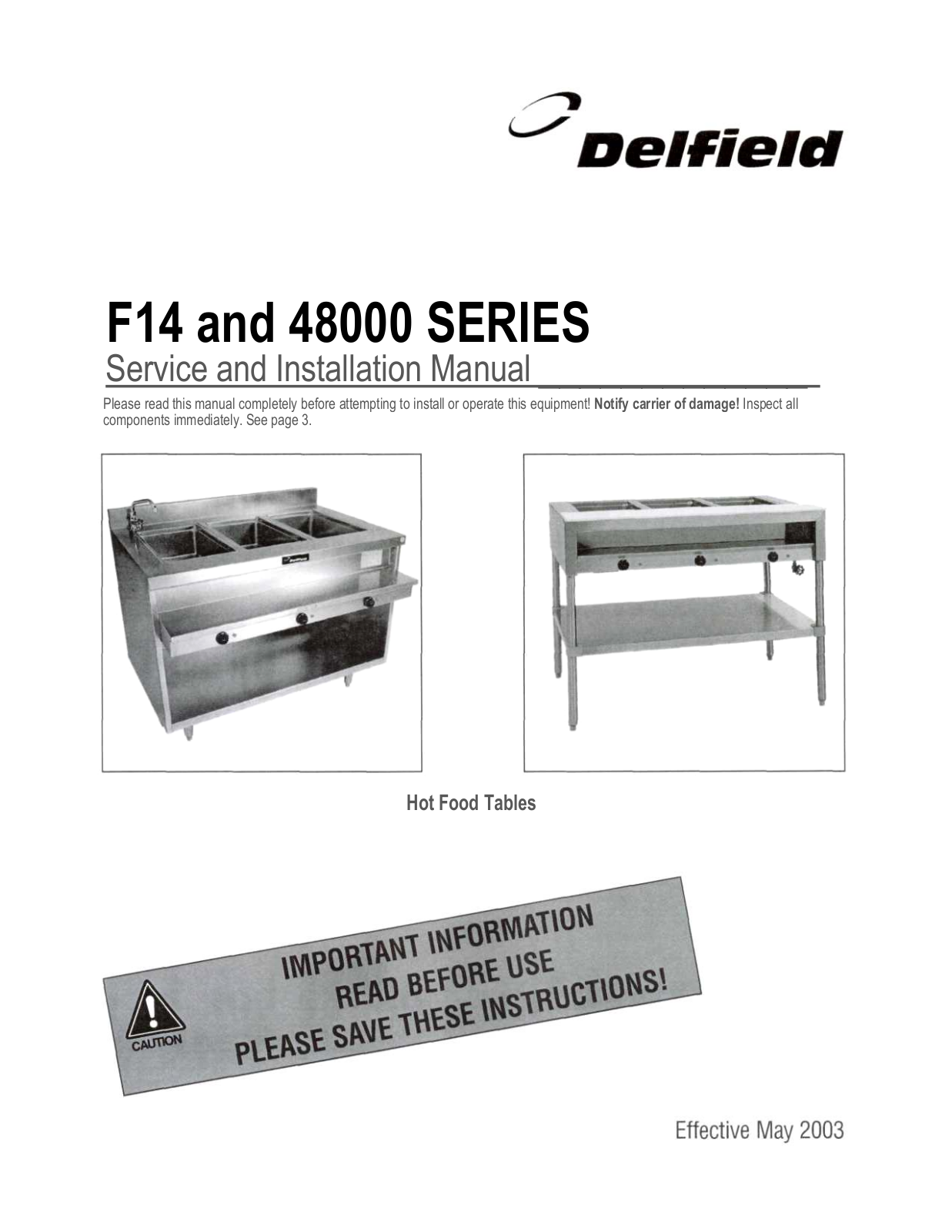 Delfield F14EI232, F14EI348, F14EI460, F14EI572, F14EI688 Service Manual