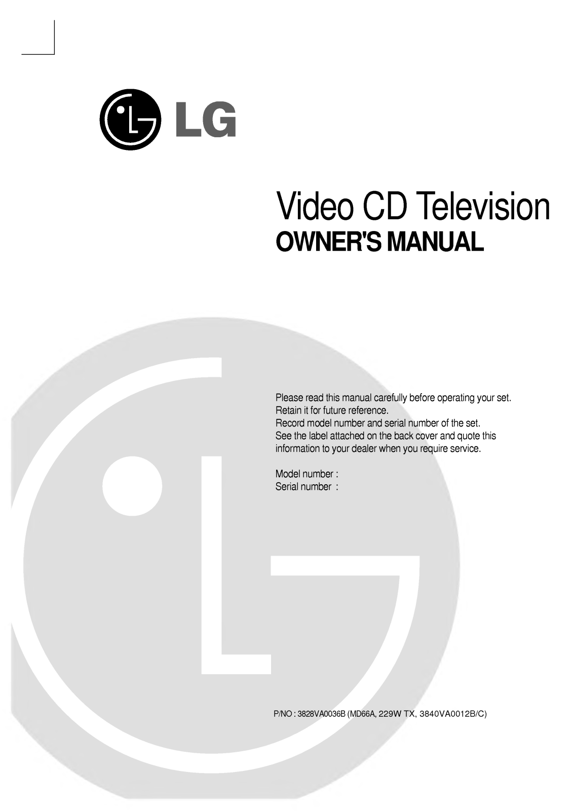 LG GF-29V10KN User Manual