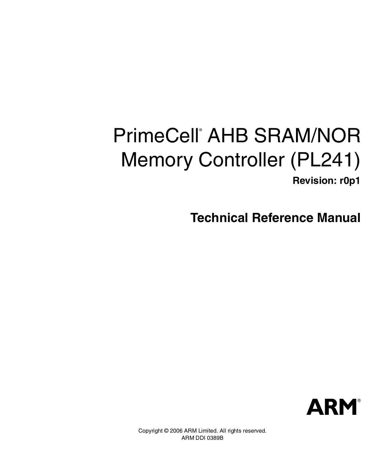 SMC Networks ARM PL241, ARM AHB SRAM-NOR User Manual