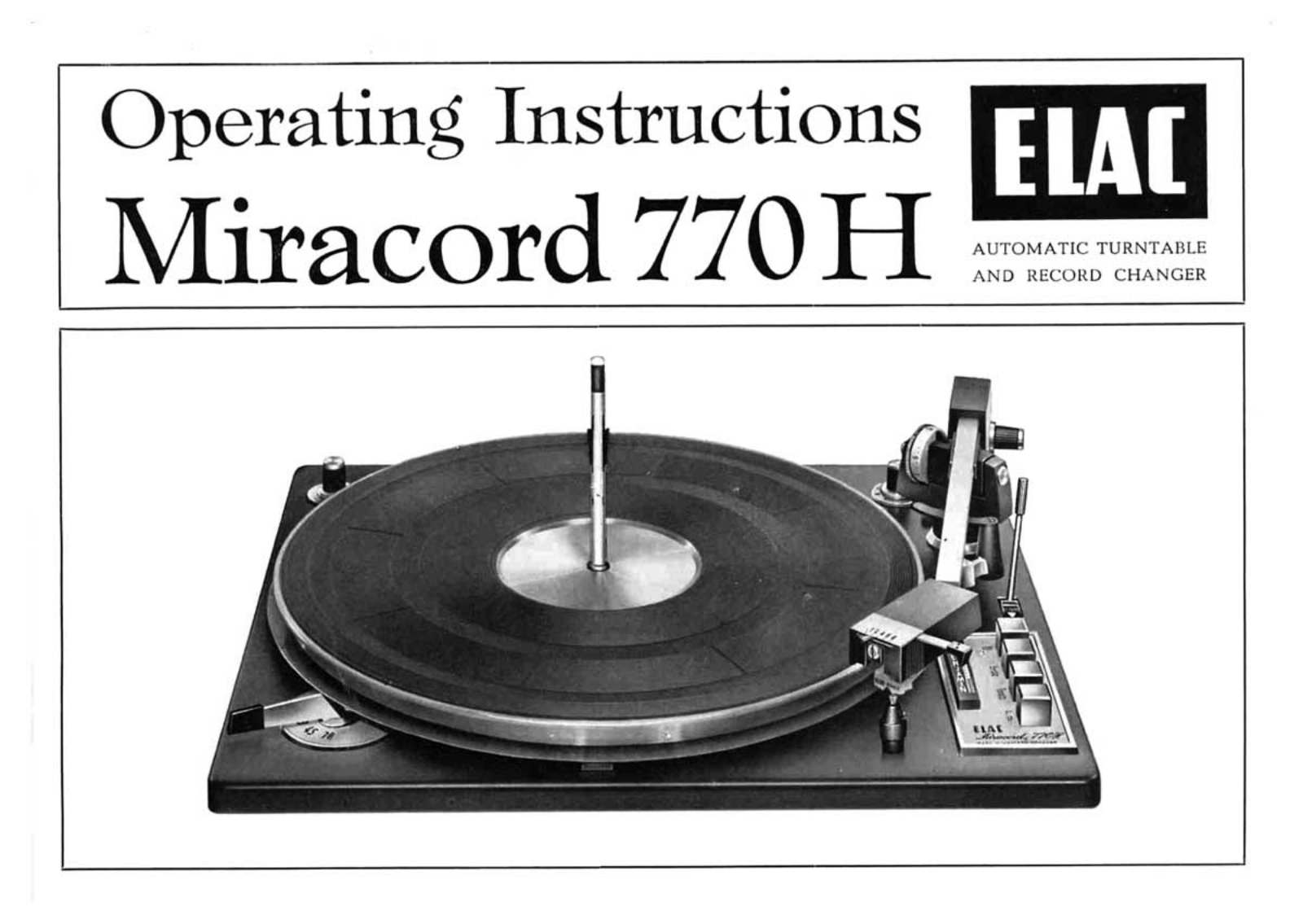 Elac Miracord 770-H Owners manual