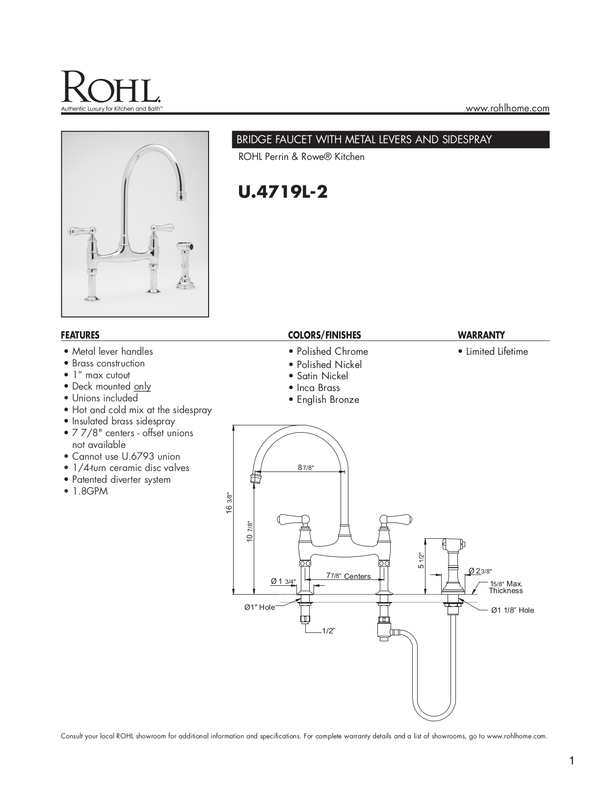 Perrin & Rowe W009445871 Specifications - ManualMachine.com