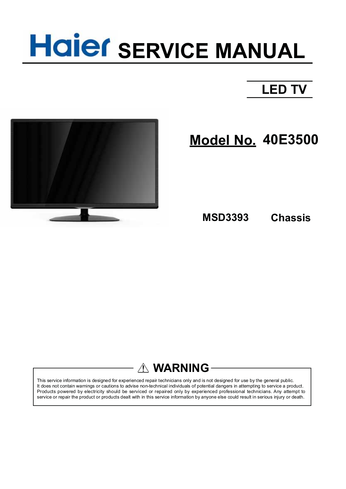 Haier MSD3393, 40E3500 Service Manual