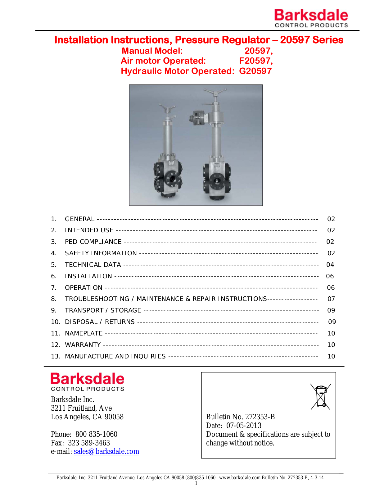 Barksdale 20597 User Manual