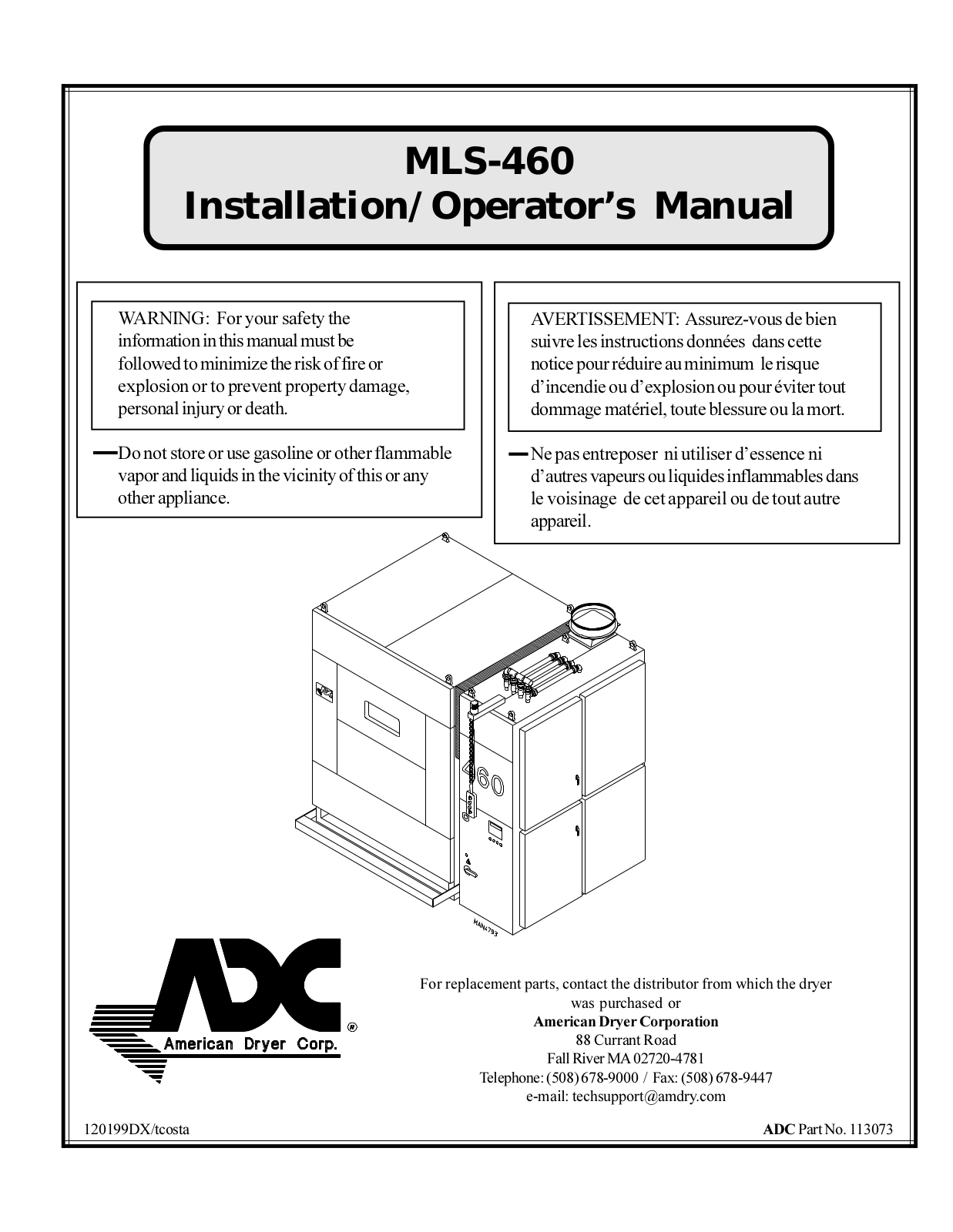 American Dryer Corp MLS-460 User Manual