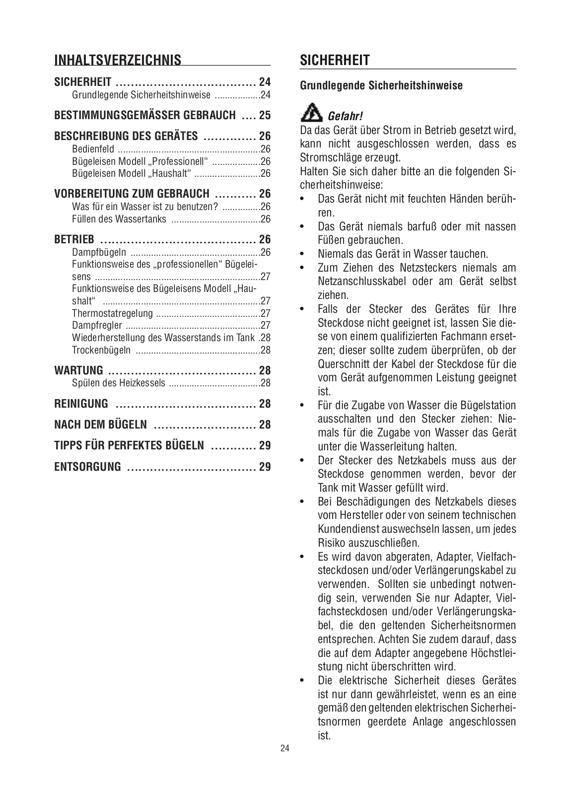 Delonghi PRO 1840X, VVX 1840G Instructions Manual