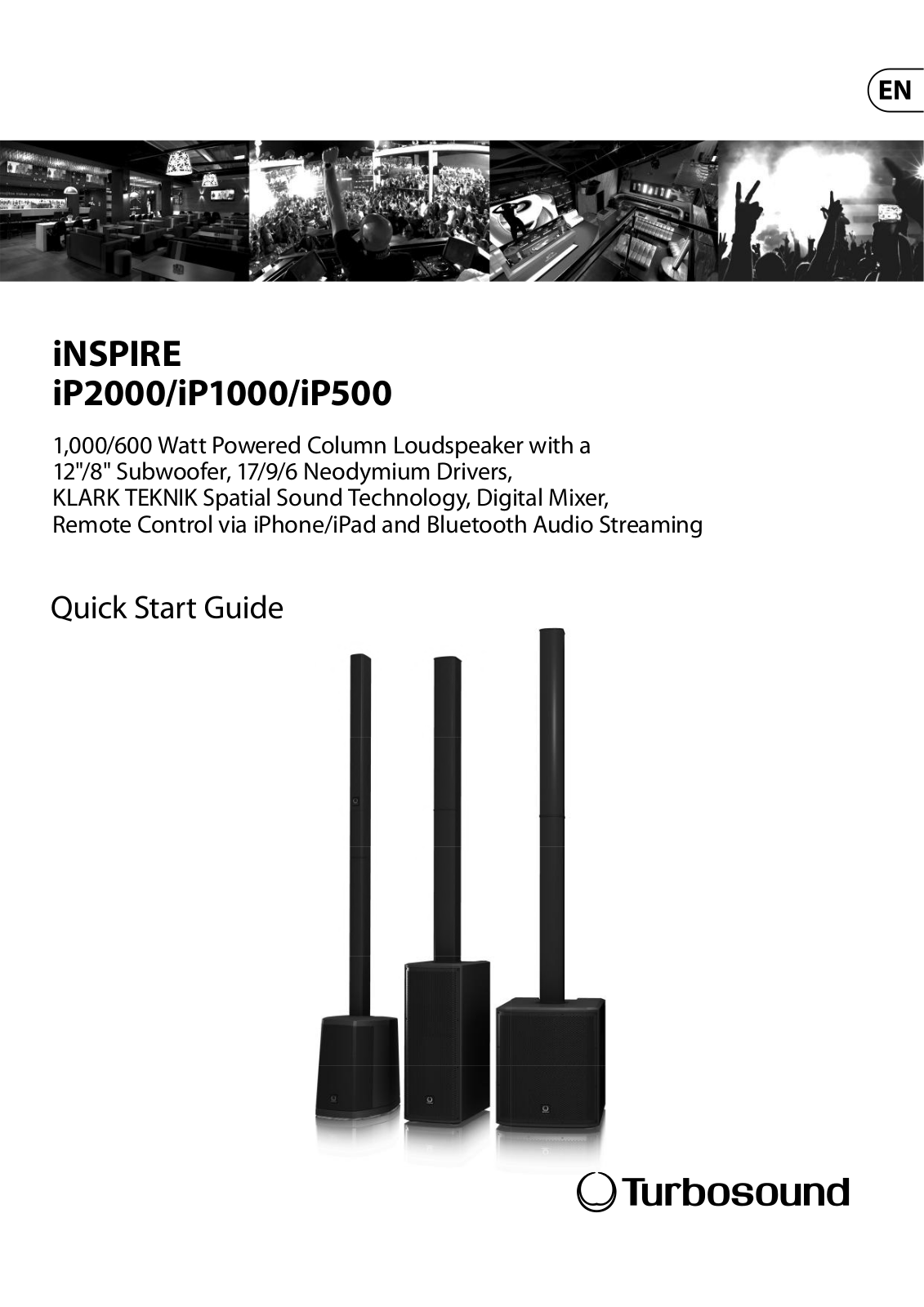 Turbosound iNSPIRE iP2000, iNSPIRE iP1000, iNSPIRE iP500 Quick Start Manual