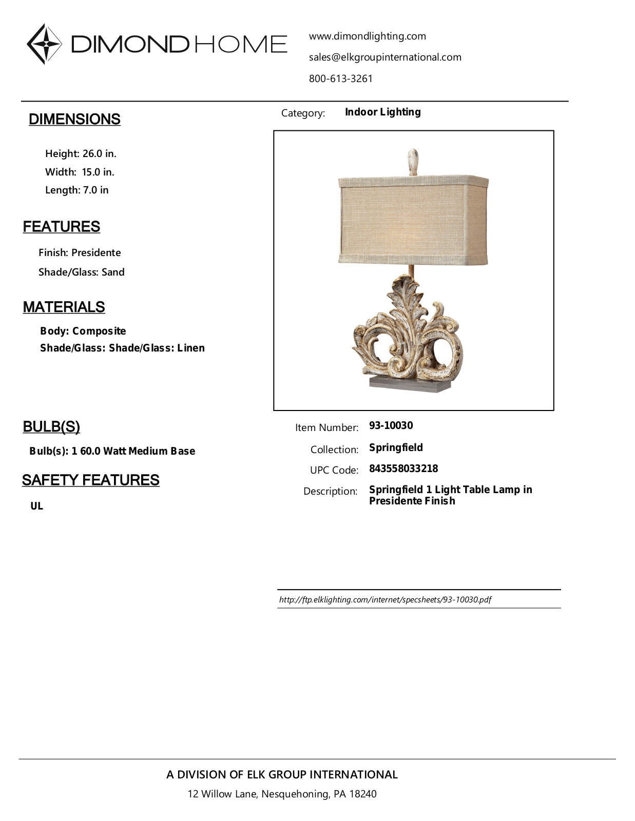 ELK Home 9310030 User Manual