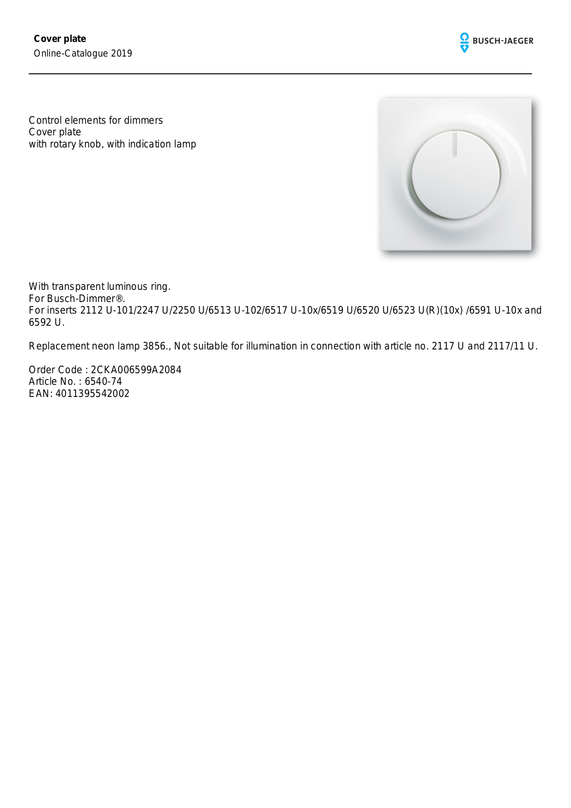 Busch-Jaeger 6540-74 User Manual - ManualMachine.com
