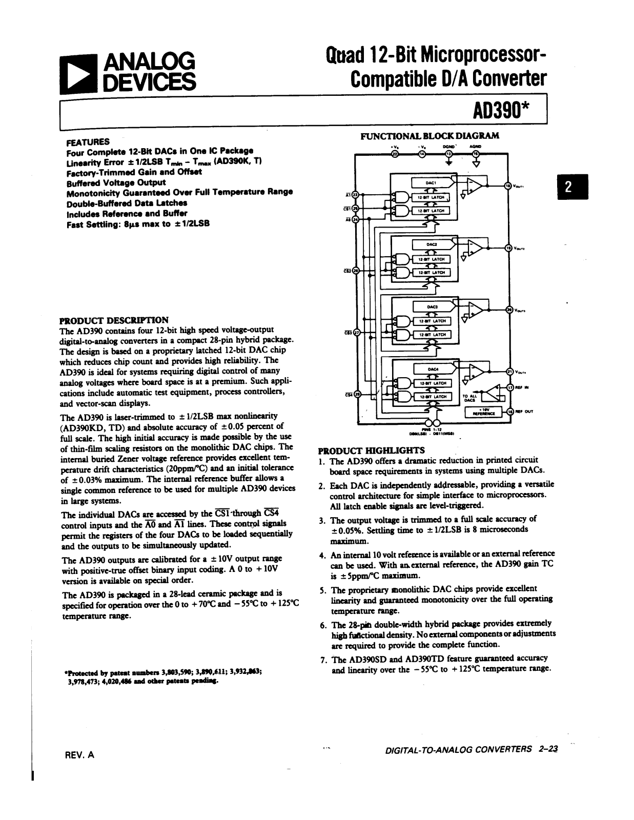 Analog Devices AD390TD, AD390SD, AD390JD Datasheet