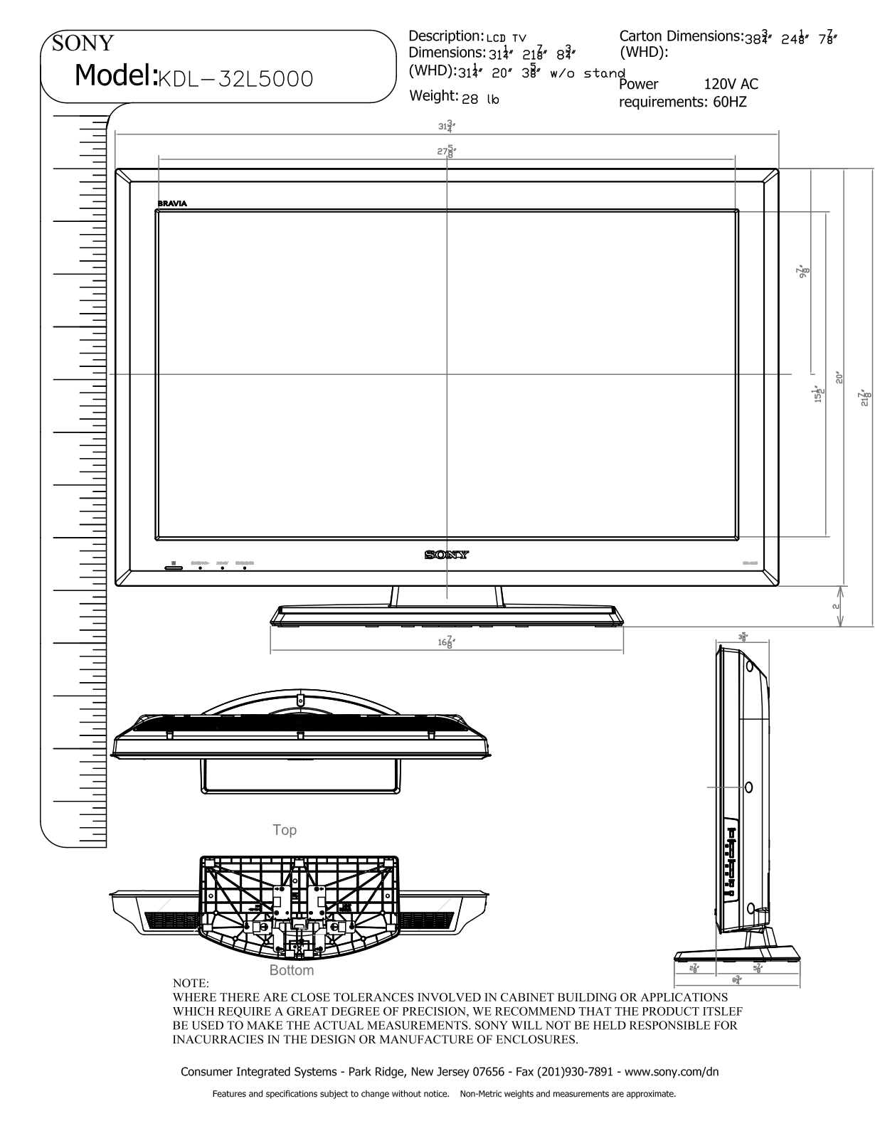 Sony KDL-32L5000 Schematics