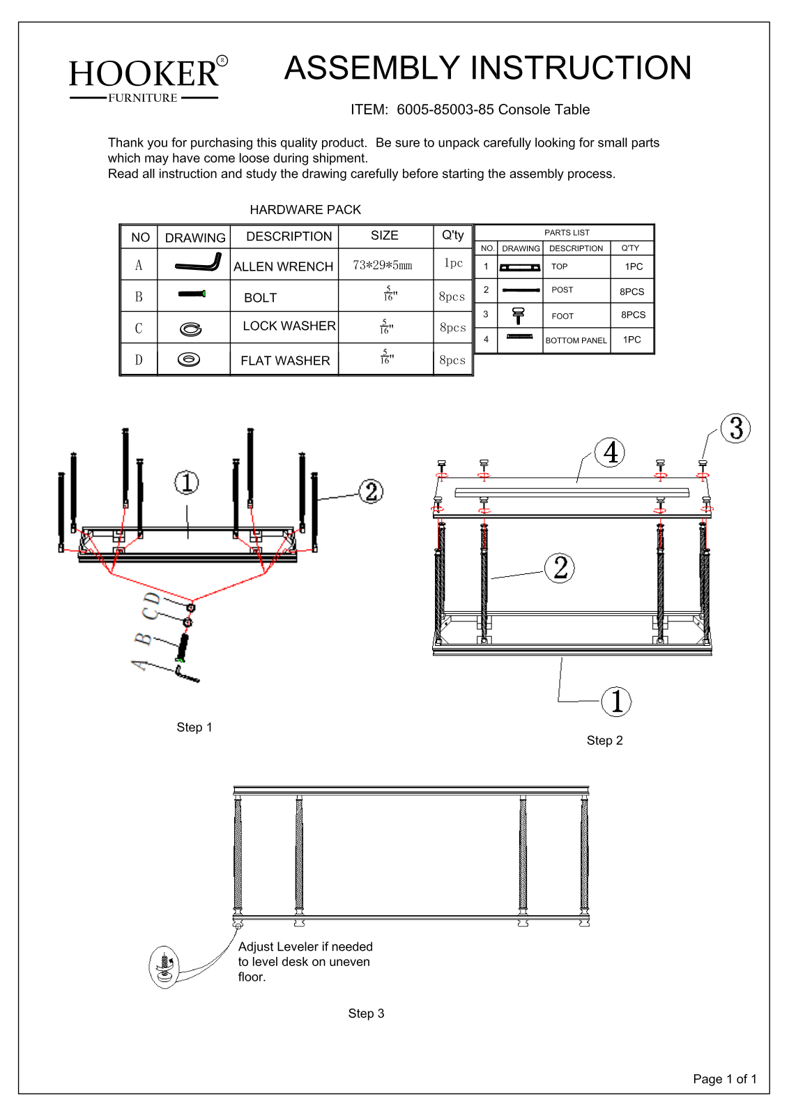 Hooker 6005-85003-85 Assembly Instructions - ManualMachine.com