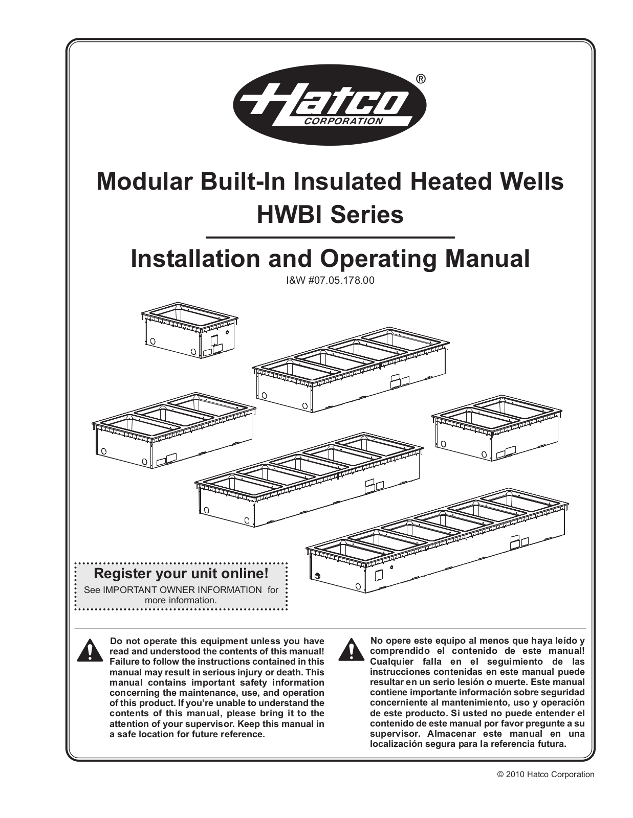 Hatco HWBI Series Operation Manual