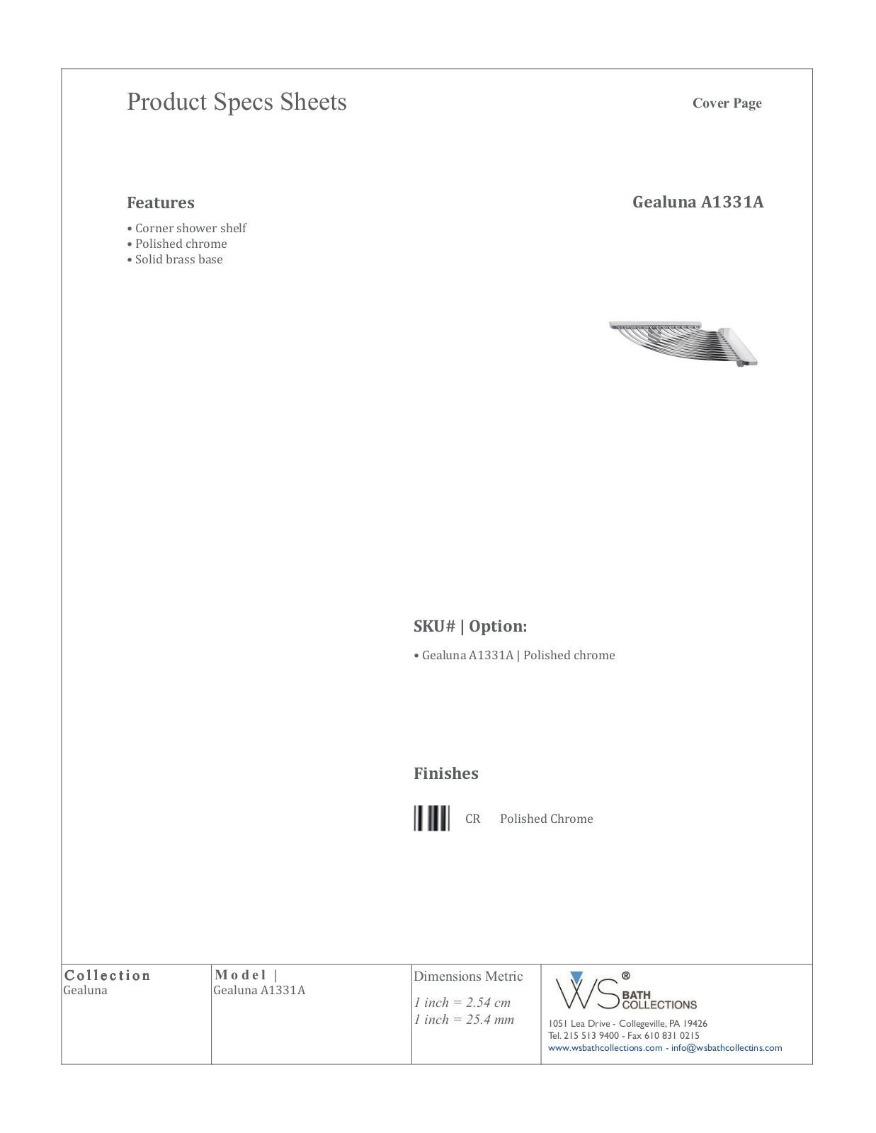 WS Bath Collections WSO3413 Specifications - ManualMachine.com