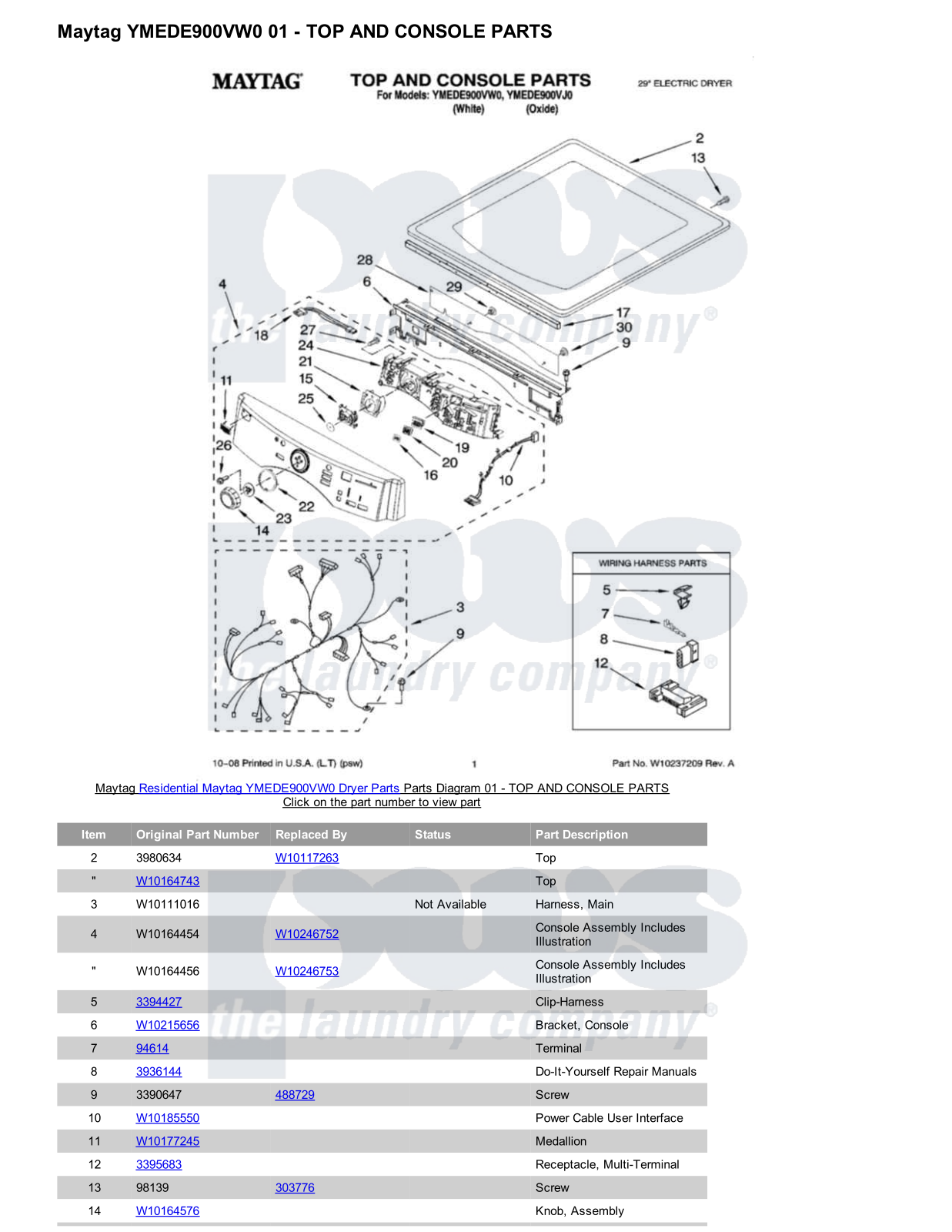 Maytag YMEDE900VW0 Parts Diagram