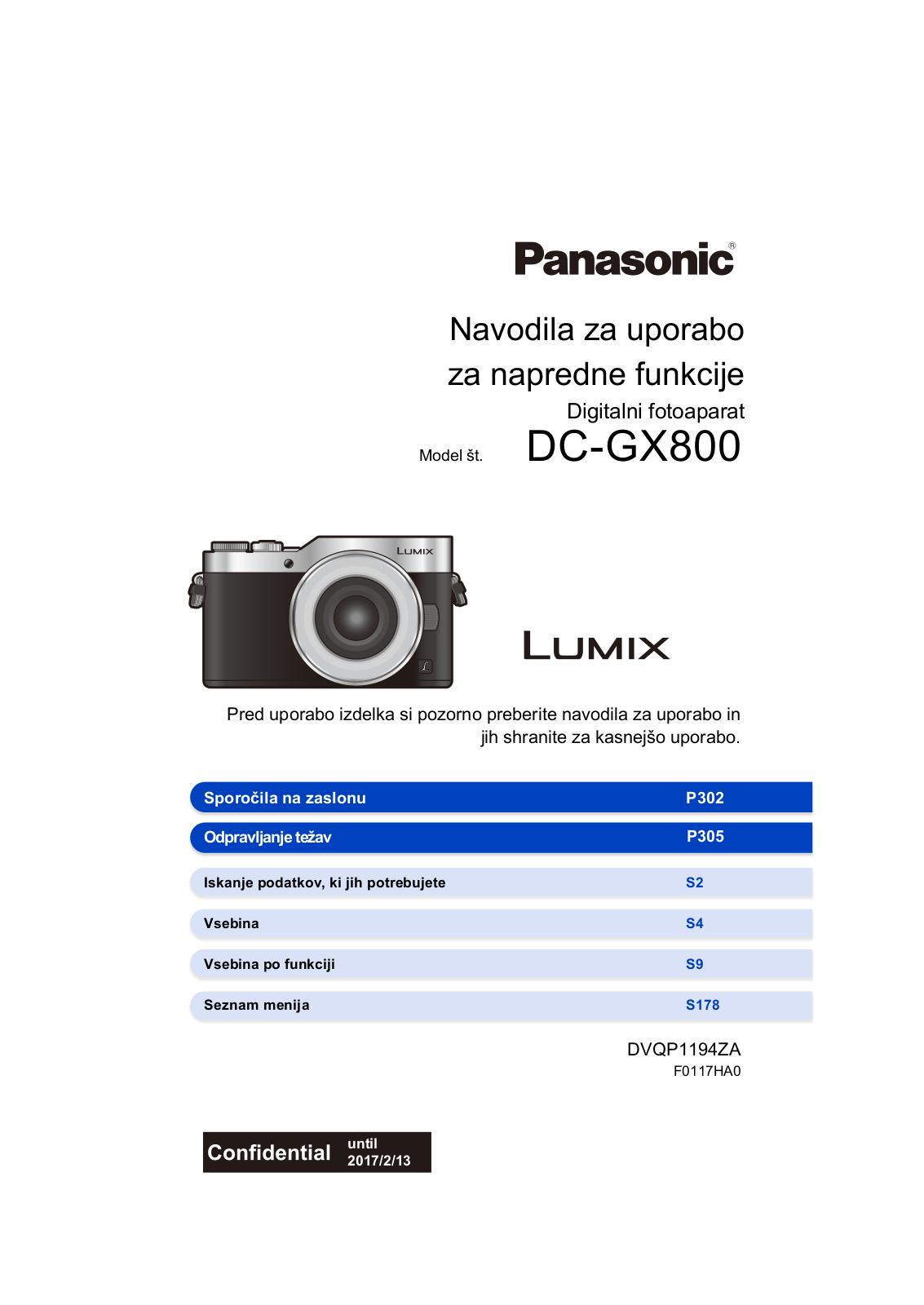 Panasonic DC-GX800 User Manual