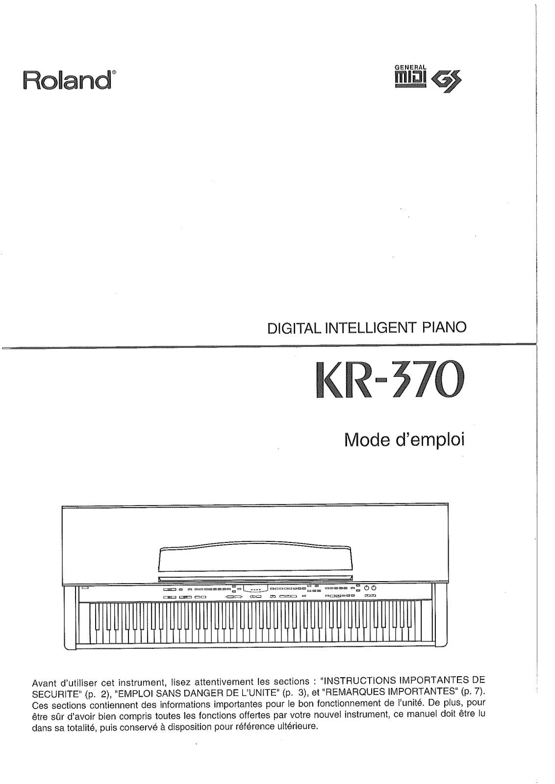 ROLAND KR-370 User Manual