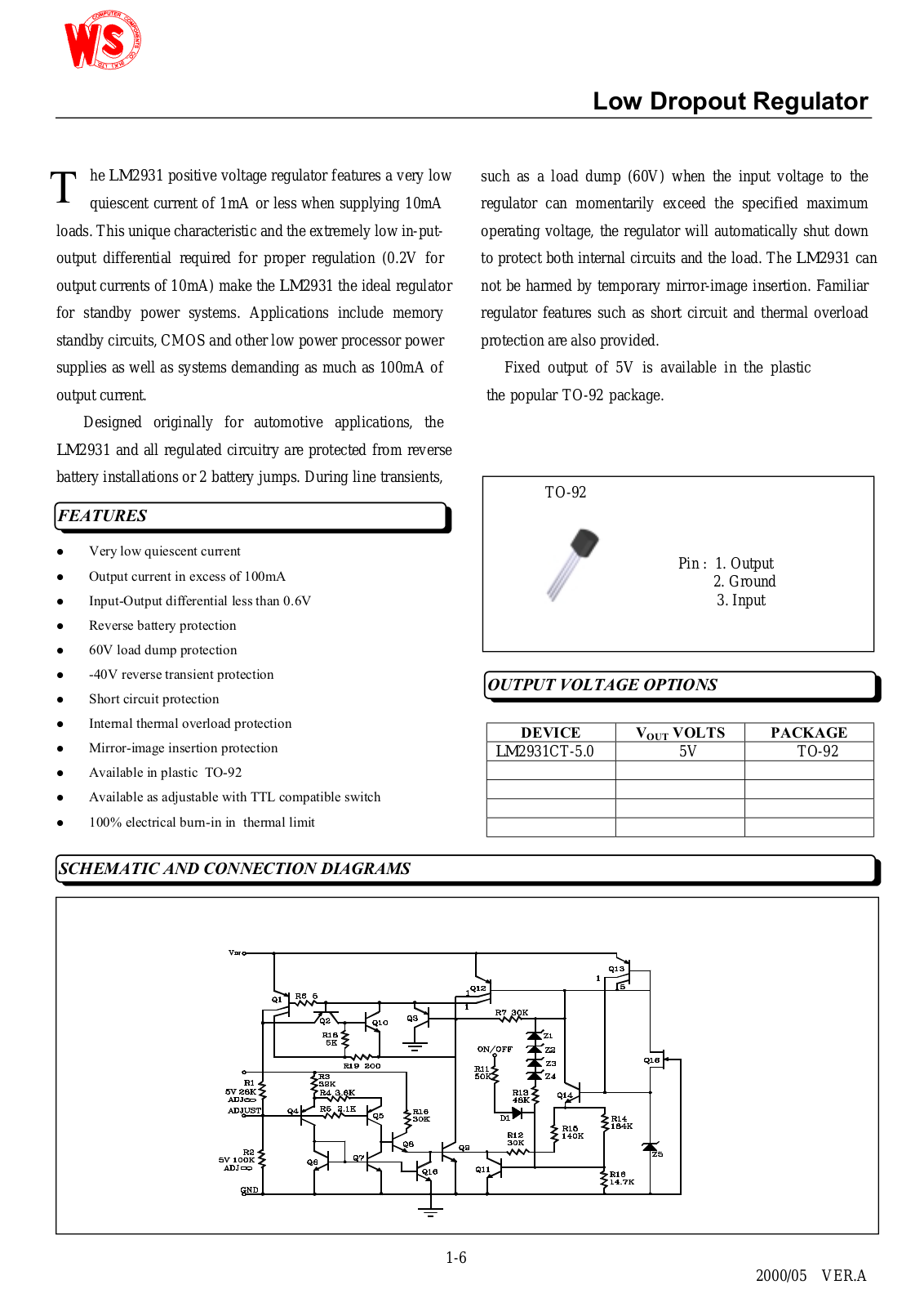 Wing Shing LM2931CT-5.0, LM2931ACT-5.0 Datasheet