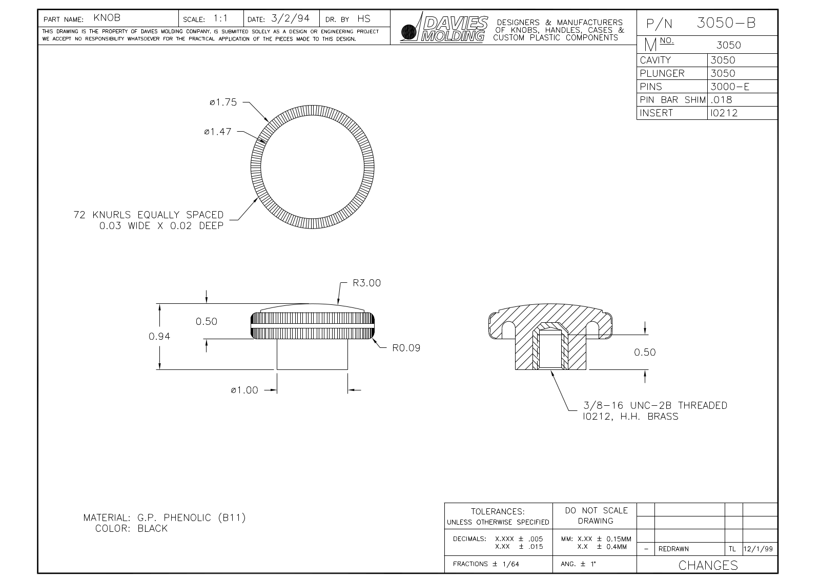 Davies Molding 3050-B Reference Drawing