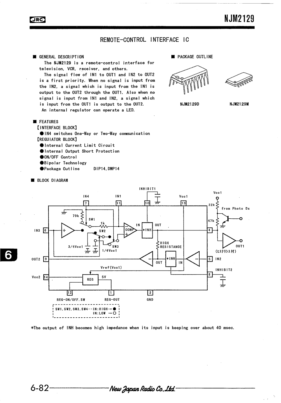 JRC NJM2129D, NJM2129M Datasheet