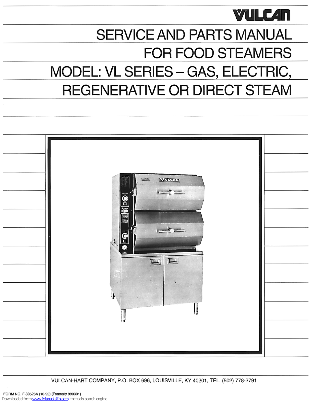 Vulcan-Hart VL2EPS, VL2EAS, VL2ESS, VL2G, VL2GAS Service And Parts Manual