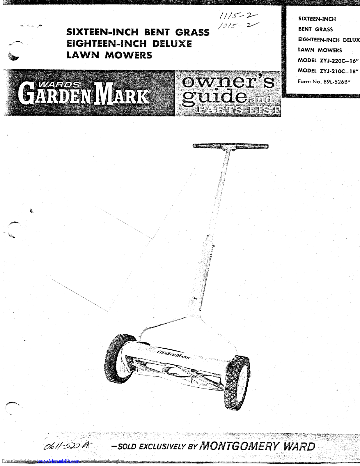 Wards Garden Mark ZYJ-220C, ZYJ-210C Owner's Manual