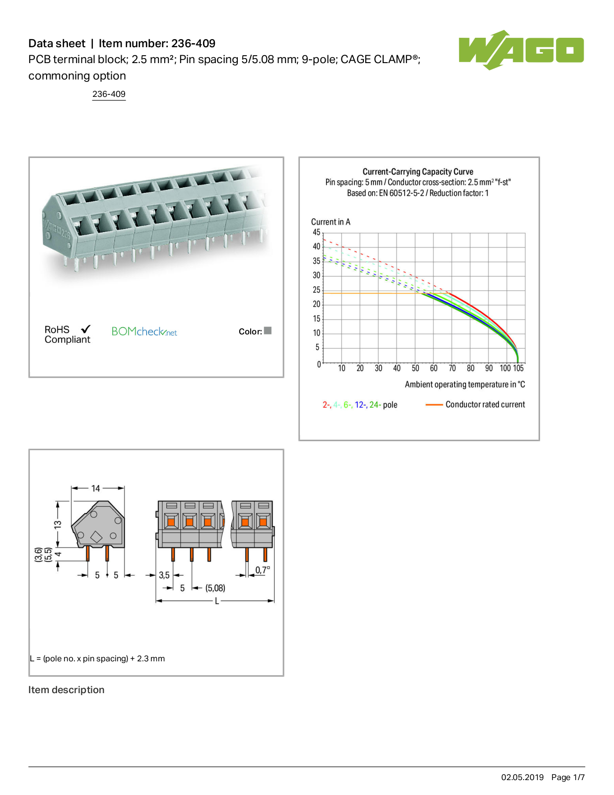 Wago 236-409 Data Sheet