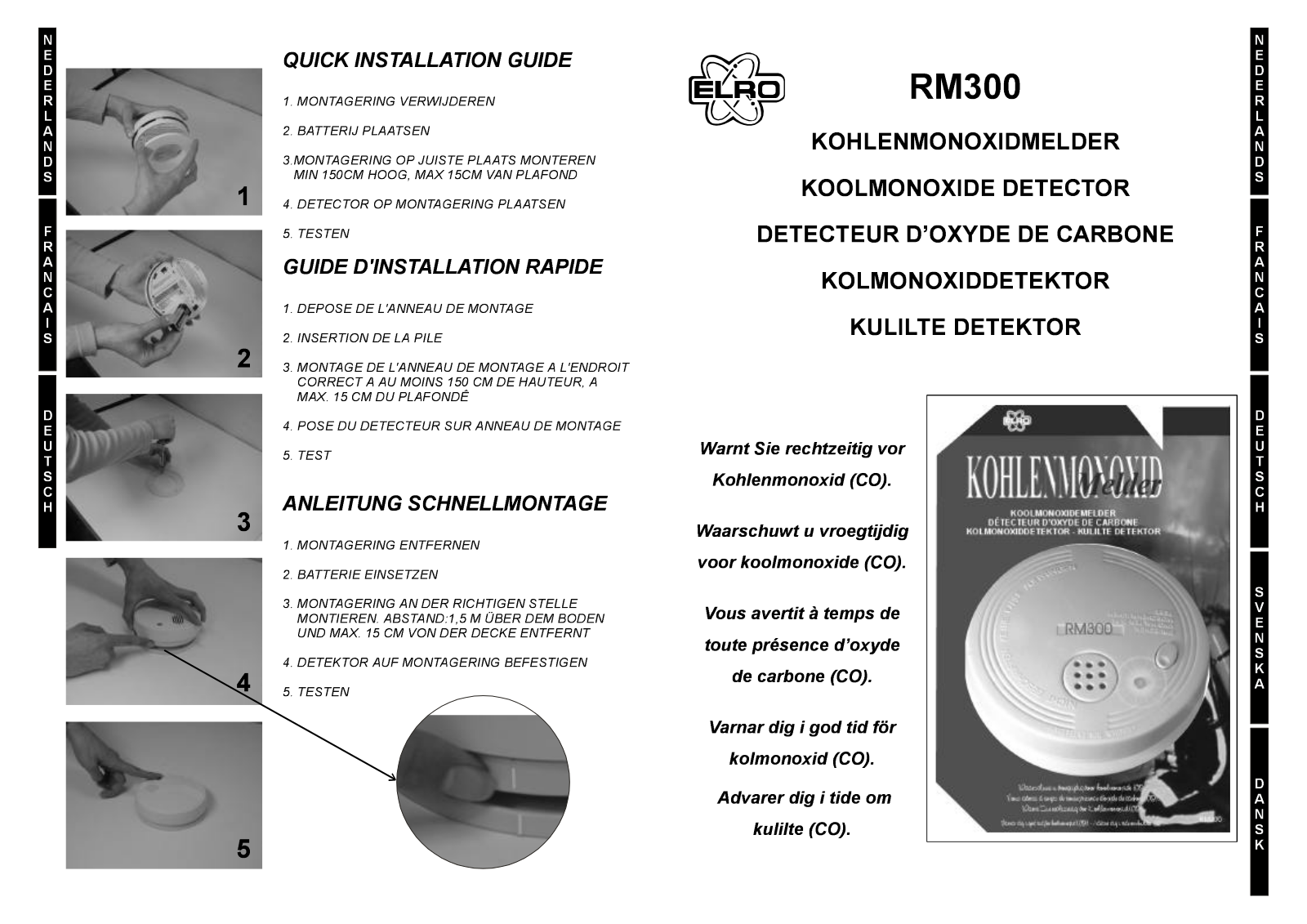 Elro RM300 Quick installation guide