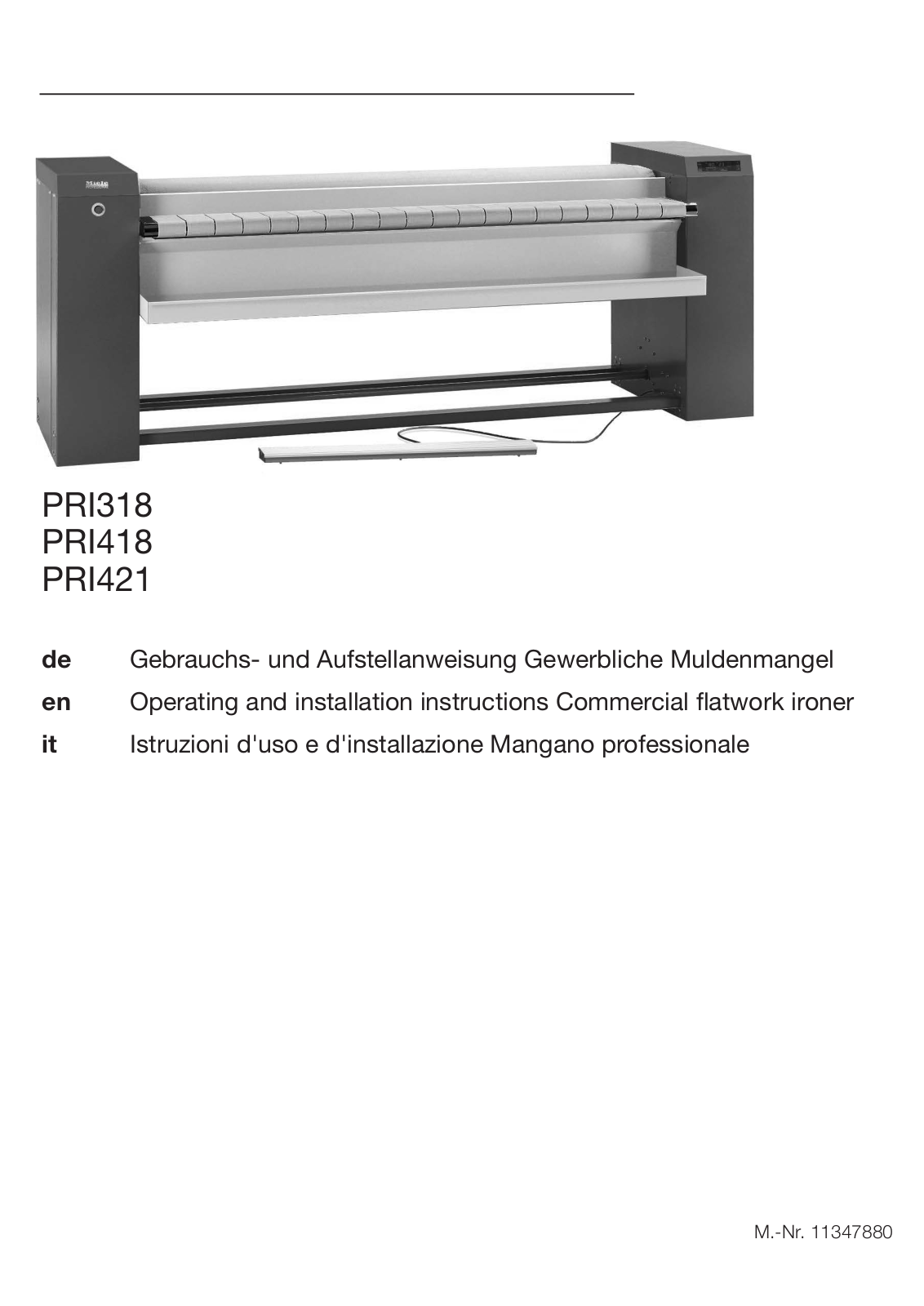 Miele PRI318, PRI418, PRI421 Instructions Manual