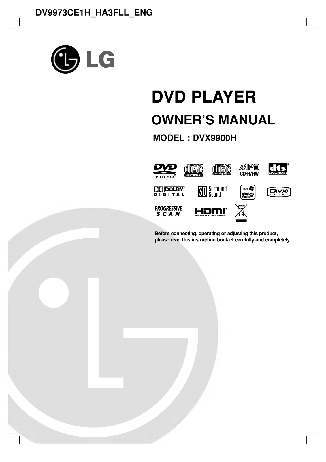 LG DV9973CE2H User manual