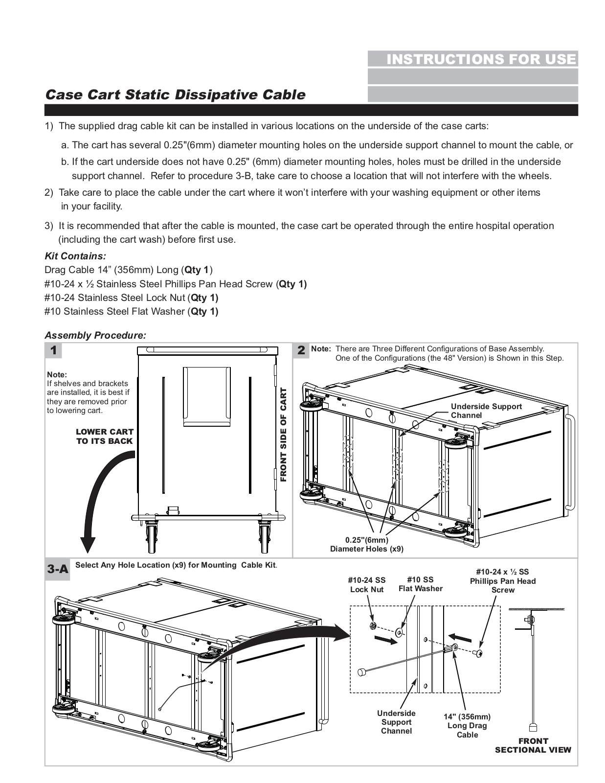 Metro Case Cart Static Dissipative Cable User Manual